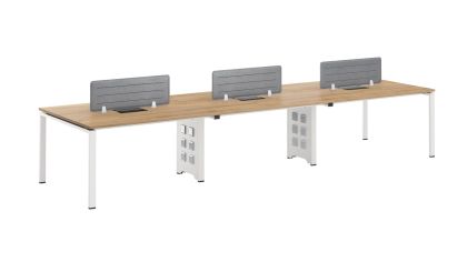 Бюро RFG Бенч Monaco, шестместно, 4200 х 1200 х 750 mm, ПДЧ 25 mm, плот бряст, бели метални крака