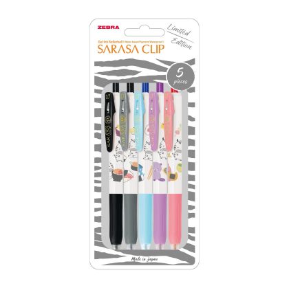 Zebra Гел ролер Sarasa Clip Kawaii, 0.7 mm, 5 броя, 4 цвята