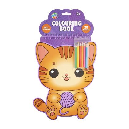 Moxy Книжка за оцветяване, с форма на котка, с 6 молива