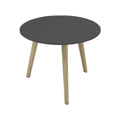 Ниска маса Narbutas Nova Wood, 700 x 700 х 480 mm, кръгъл плот, HPL плот светъл бук, дървени крака