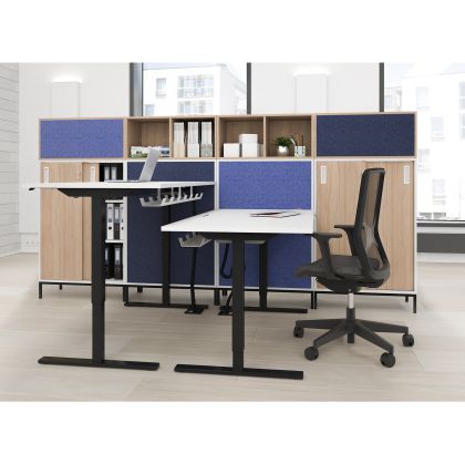 Шкаф Narbutas Choice, с плъзгащи се врати, 800 x 400 x 1075 mm, ПДЧ 18 mm, меламин избелен дъб, меламин избелен дъб, черна дръжка