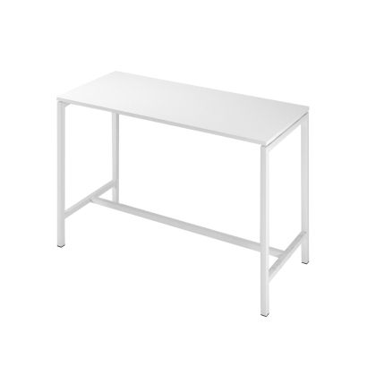 Висока маса Narbutas Nova, 1600 x 700 x 1050 mm, правоъгълен плот, ПДЧ 25 mm, бял меламин, бял метал