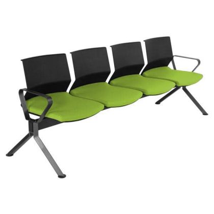 Посетителска пейка RFG Lisa Arm Black, с 4 места, текстил, метална основа, зелена