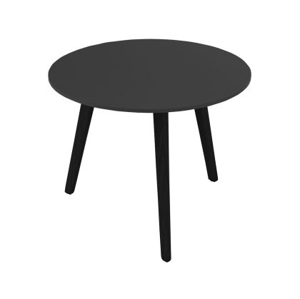 Ниска маса Narbutas Nova Wood, 700 x 700 х 480 mm, кръгъл плот, HPL плот орех, черни дървени крака