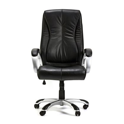 Директорски стол Hugo, естествена кожа, Tilt механизъм, до 130 kg, черен