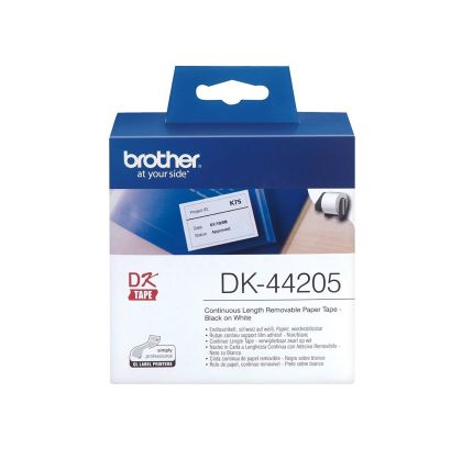 Лента Brother DK44205, 62 mm x 8 m, черен печат върху бяла лента