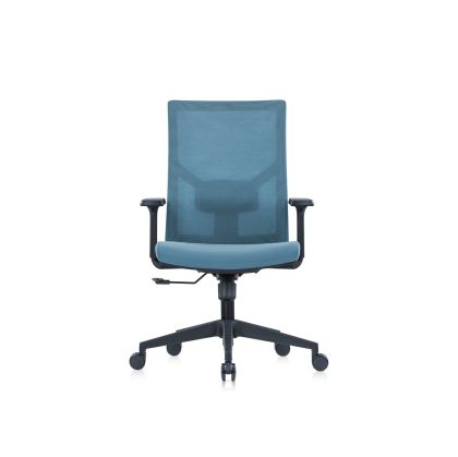 Ергономичен стол RFG Snow Black W, дамаска и меш, Multi-function механизъм, до 120 kg, светлосиня седалка, светлосиня облегалка