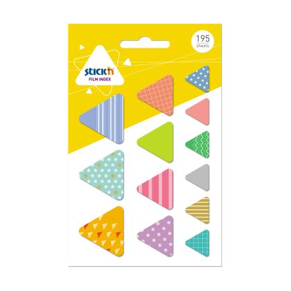 Stick'n Самозалепващи се индекси Триъгълници, асорти, 195 броя