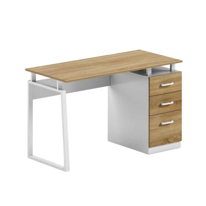 Бюро RFG Shape Z, с контейнер, 1200 х 480 х 760 mm, ПДЧ 16 mm, плот дъб сонома, бял метал