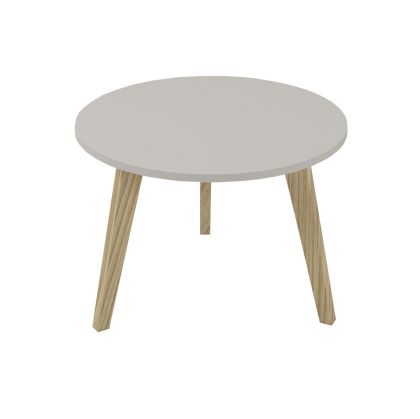 Ниска маса Narbutas Nova Wood, 700 x 700 х 480 mm, кръгъл плот, ПДЧ, перленосив меламин, дървени крака