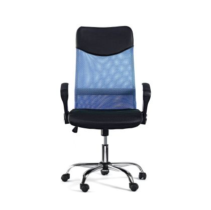 Директорски стол Monti HB, текстил, екокожа и меш, Tilt механизъм, до 120 kg, черна седалка, светлосиня облегалка