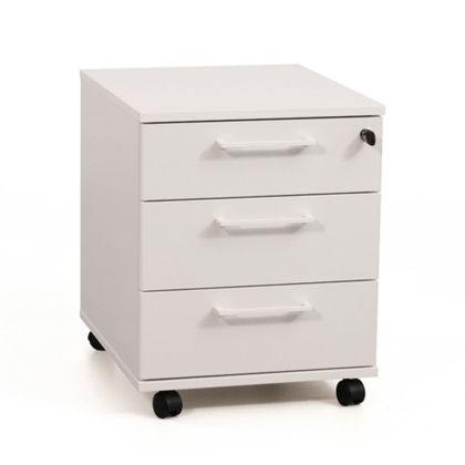 Контейнер за бюро Narbutas Optima, 415 x 500 x 510 mm, с колелца, ПДЧ, правоъгълна дръжка, бял