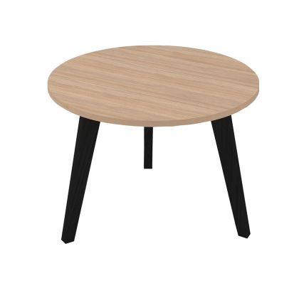 Ниска маса Narbutas Nova Wood, 700 x 700 х 480 mm, кръгъл плот, ПДЧ, меламин кехлибарен дъб, черни дървени крака