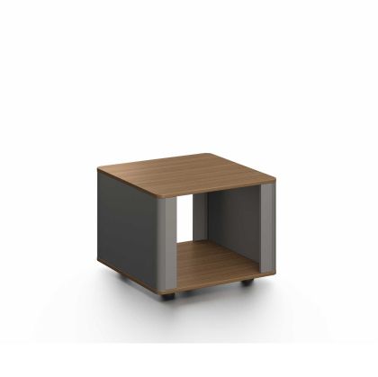 Ниска маса RFG Parma, 600 х 600 х 450 mm, квадратен плот, ПДЧ 25 mm, орех и тъмносиво