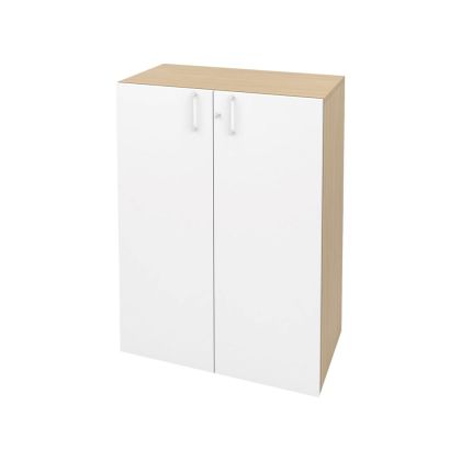 Шкаф Narbutas Choice, 800 x 420 x 1075 mm, ПДЧ 18 mm, корпус с избелен дъб, бели врати с бяла правоъгълна дръжка