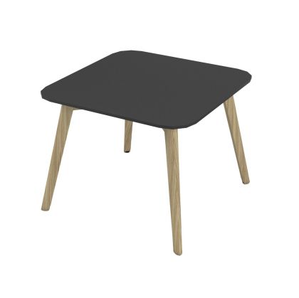 Ниска маса Narbutas Nova Wood, 700 x 700 x 480 mm, квадратен плот, MDF 26 mm, HPL черен плот, дървени крака