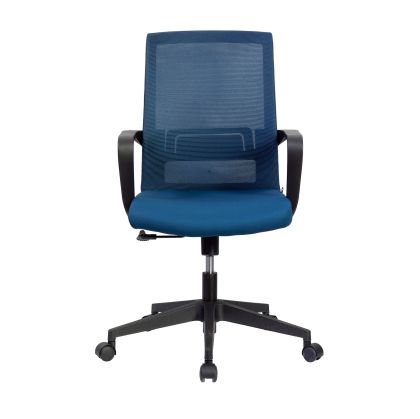 Офис стол RFG Smart W, дамаска и меш, Tilt механизъм, до 120 kg, тъмносиня седалка, тъмносиня облегалка
