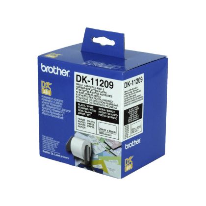Етикети Brother DK11209, за адреси, 29 x 62 mm, бели, 800 броя в ролка