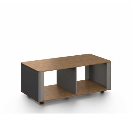 Ниска маса RFG Parma, 1200 х 600 х 450 mm, правоъгълен плот, ПДЧ 25 mm, орех и тъмносиво