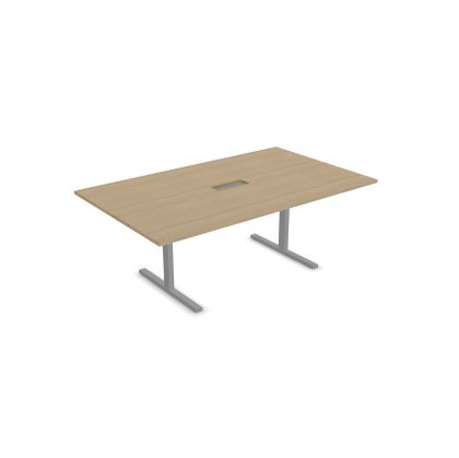 Заседателна маса Narbutas T-Easy, 2000 x 1200 x 740 mm, правоъгълен плот, ПДЧ 25 mm, меламин избелен дъб, сив метал, крак тип I