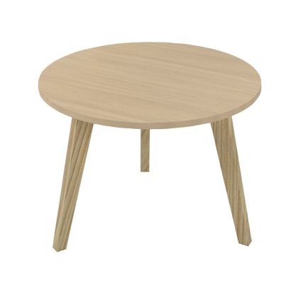 Ниска маса Narbutas Nova Wood, 700 x 700 х 480 mm, кръгъл плот, ПДЧ, меламин избелен дъб, дървени крака