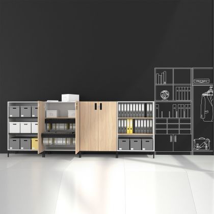 Стелаж Narbutas Choice, 800 x 400 x 1075 mm, ПДЧ, меламин избелен дъб, меламин избелен дъб