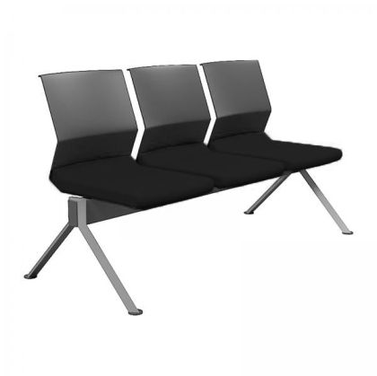 Посетителска пейка RFG Lisa Black, с 3 места, текстил, метална основа, черна