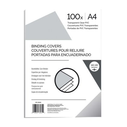 Fellowes Корици за подвързване, PVC, А4, 150 микрона, прозрачни, 100 броя