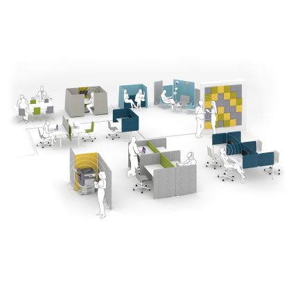 Шумоизолиращ акустичен панел Narbutas Jazz Silent Box, 1810 x 2500 x 1420 mm, дамаска Velito Presto светла мента, ПДЧ 18 mm