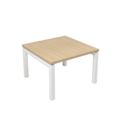 Ниска маса Narbutas Nova, 600 x 600 x 400 mm, квадратен плот, ПДЧ, меламин избелен дъб, бял метал, крак тип U