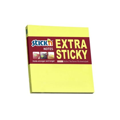 Stick'n Самозалепващи се листчета Extra Sticky, 76 x 76 mm, неонови, жълти, 100 листа