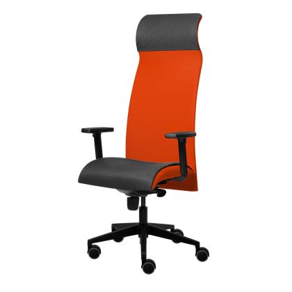 Ергономичен стол Tronhill Solium Executive, дамаска и меш, Synchronous механизъм, до 120 kg, червен