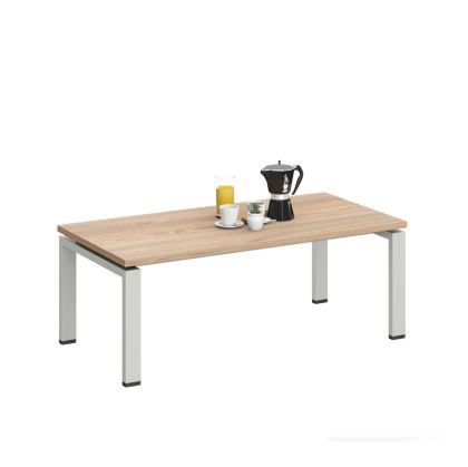 Ниска маса RFG Monaco, 1200 х 600 х 450 mm, правоъгълен плот, ПДЧ 25 mm, метална основа, плот бряст, бял метал