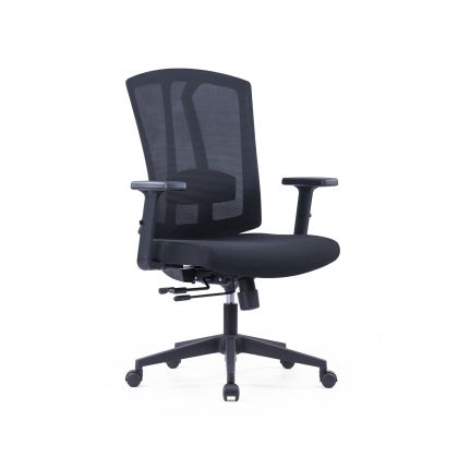 Ергономичен офис стол RFG Primo W, дамаска и меш, Multi-function механизъм, до 130 kg, черен