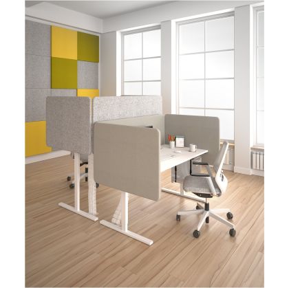 Шумоизолиращ преграден панел за бюро Narbutas Top 530, 1600 x 36 x 530 mm, дамаска Velito Presto, светла мента, ПДЧ 16 mm, сив метал