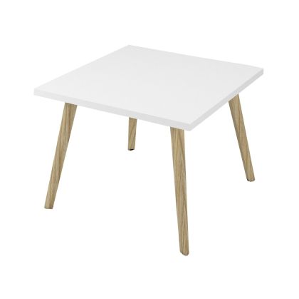 Ниска маса Narbutas Nova Wood, 700 x 700 х 480 mm, квадратен плот, ПДЧ, квадратна, бял меламин, дървени крака