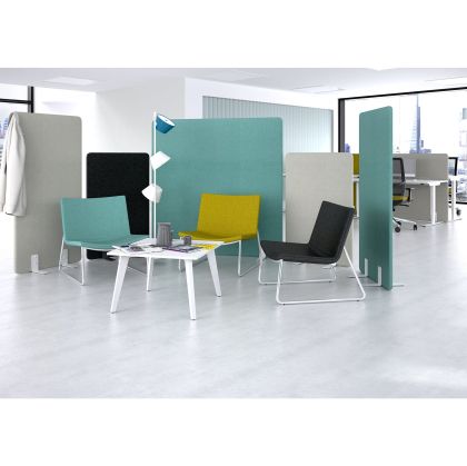 Шумоизолиращ преграден панел Narbutas Free Standing, свободностоящ, 1600 x 36 x 1600 mm, дамаска Velito Presto светла мента, ПДЧ 16 mm