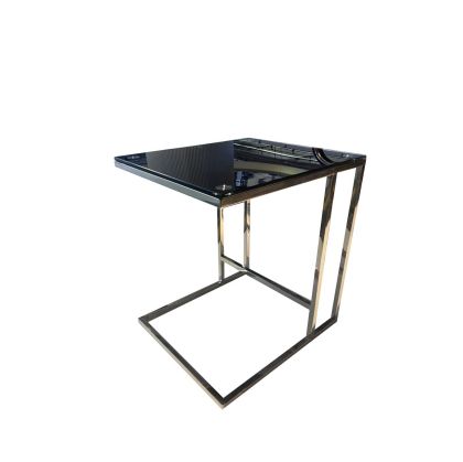 Ниска маса RFG Slido, 400 х 450 х 500 mm, правоъгълен стъклен плот, черна