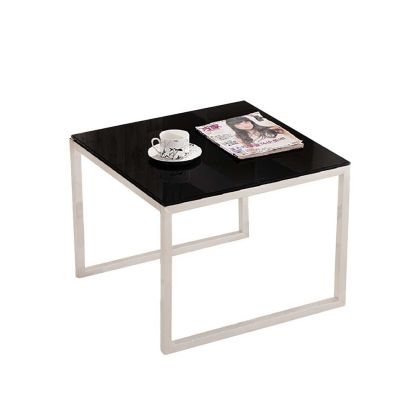 Ниска маса RFG Luxo Chrome, 600 х 600 х 440 mm, квадратен стъклен плот, черна