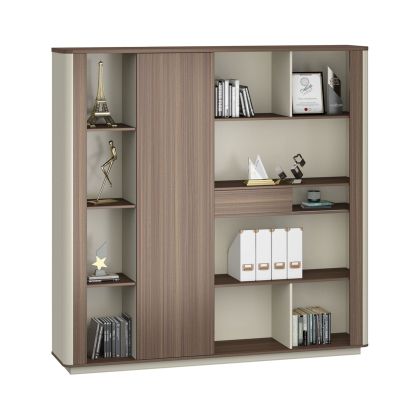 Шкаф RFG Lisabon, 2000 х 400 х 1980 mm, ПДЧ, тъмен дъб и сиво