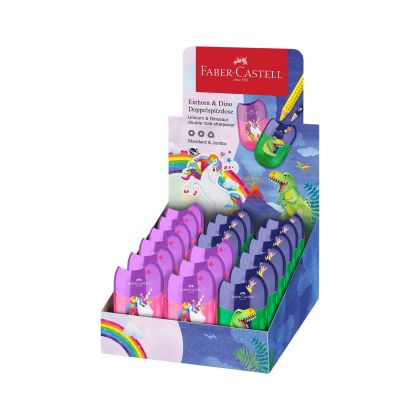 Faber-Castell Острилка Еднорог и динозавър, двойна, 18 броя
