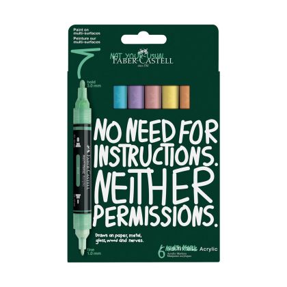 Faber-Castell Акрилен маркер Multimark Pastel, 6 цвята