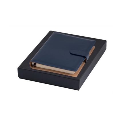 Office 1 Органайзер, A5, с рингове, кожен, в кутия, син