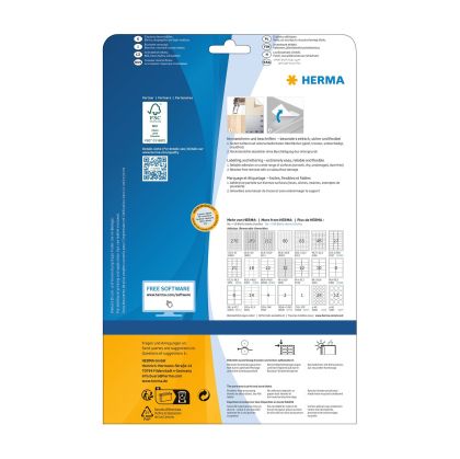 Herma Самозалепващи се етикети, A4, презалепващи, 63.5 х 38.1 mm, 21 броя, 25 листа