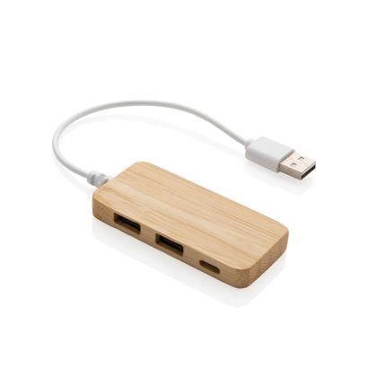 XD USB Хъб, с 2 USB 2.0 порта и 1 USB Type C, бамбуков