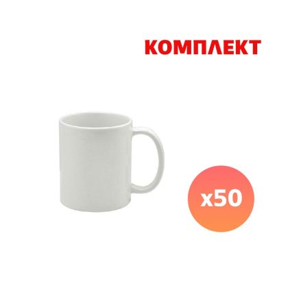 BESTSUB Чаша, керамична, клас АА, бяла, 330 ml, с пълноцветен печат, 50 броя