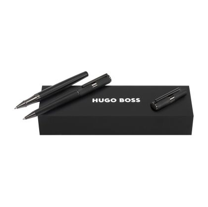 Hugo Boss Комплект ролер и химикалка Formation Line, в кутия, черни