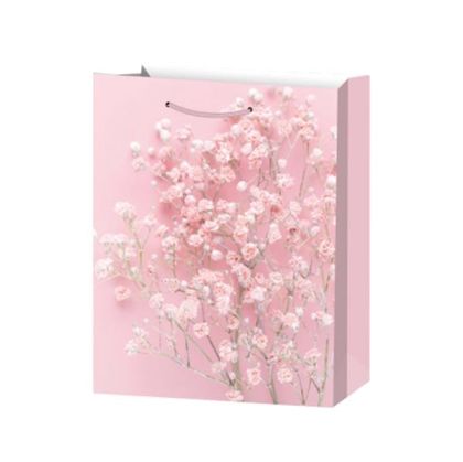 Подаръчна торбичка, цветя, 26 х 32 х 10 cm, розова