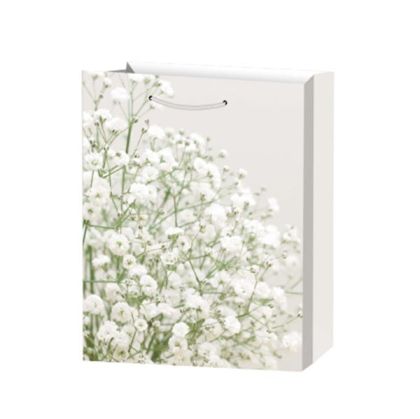 Подаръчна торбичка, цветя, 26 х 32 х 10 cm, бяла