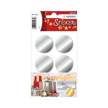 Herma Самозалепващи се етикети, диаметър 32 mm, сребристи, 18 броя